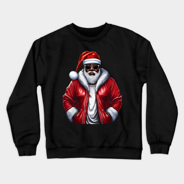 Cool Black Santa Crewneck Sweatshirt by UrbanLifeApparel